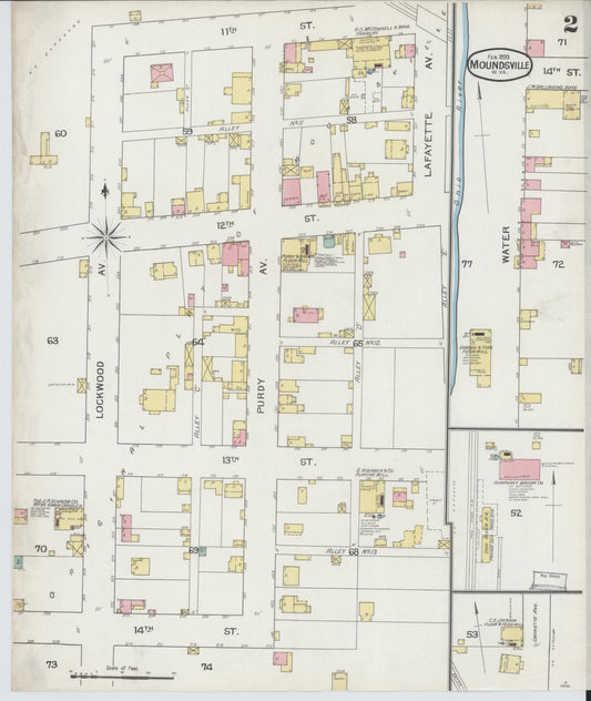 Sanborn Fire Insurance Map from Moundsville, Marshall County, West Virginia (1893), Sheet #0002 - Historic Sanborn Fire Insurance Map Print, vintage old map wall art, antique decor, genealogy gift, West Virginia West Virginia map