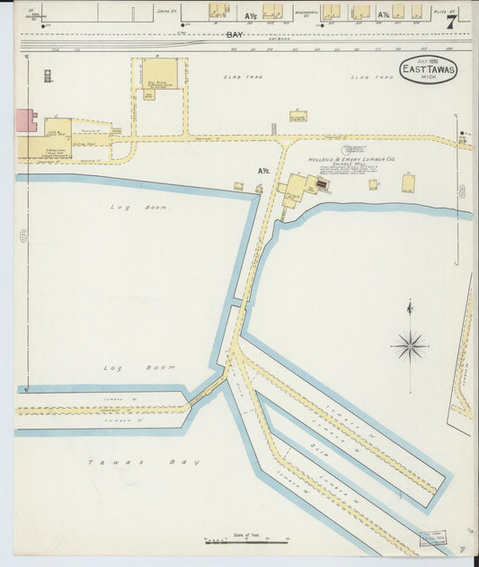 Sanborn Fire Insurance Map from East Tawas, Iosco County, Michigan (1893), Sheet #0007 - Historic Sanborn Fire Insurance Map Print, vintage old map wall art, antique decor, genealogy gift, Michigan Michigan map