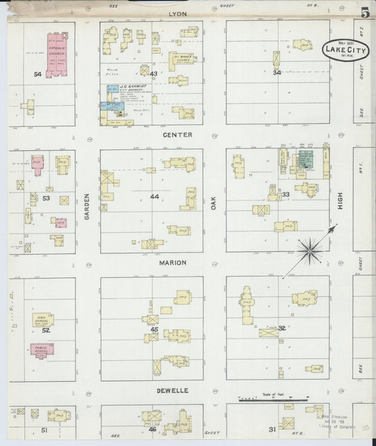 Sanborn Fire Insurance Map from Lake City, Wabasha County, Minnesota (1891), Sheet #0005 - Historic Sanborn Fire Insurance Map Print, vintage old map wall art, antique decor, genealogy gift, Minnesota Minnesota map