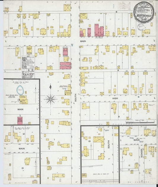 Sanborn Fire Insurance Map from Martinsville, Clinton County, Ohio (1900), Sheet #0001 - Historic Sanborn Fire Insurance Map Print, vintage old map wall art, antique decor, genealogy gift, Ohio Ohio map