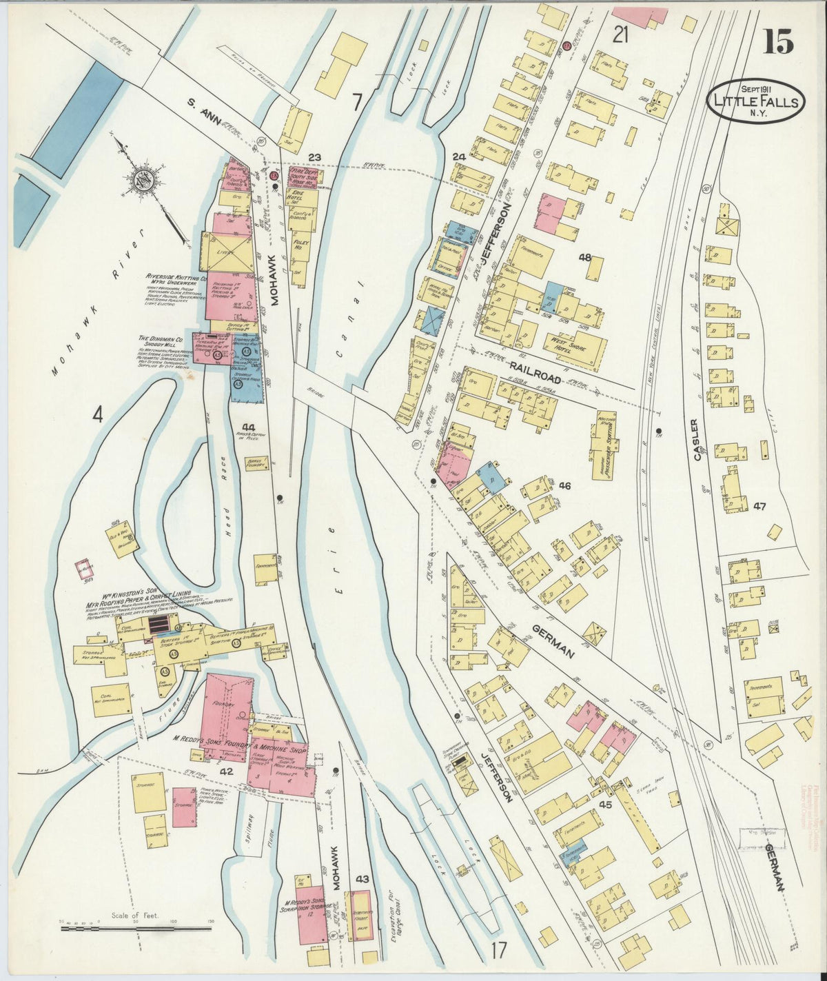 Sanborn Fire Insurance Map from Little Falls, Herkimer County, New York (1911), Sheet #0015 - Complete Map Set gallery image, historic Sanborn map, vintage wall art, New York New York