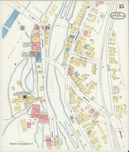 Sanborn Fire Insurance Map from Little Falls, Herkimer County, New York (1911), Sheet #0015 - Complete Map Set gallery image, historic Sanborn map, vintage wall art, New York New York