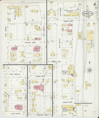 Sanborn Fire Insurance Map from Carrollton, Greene County, Illinois (1898), Sheet #0004 - Complete Map Set gallery image, historic Sanborn map, vintage wall art, Illinois Illinois