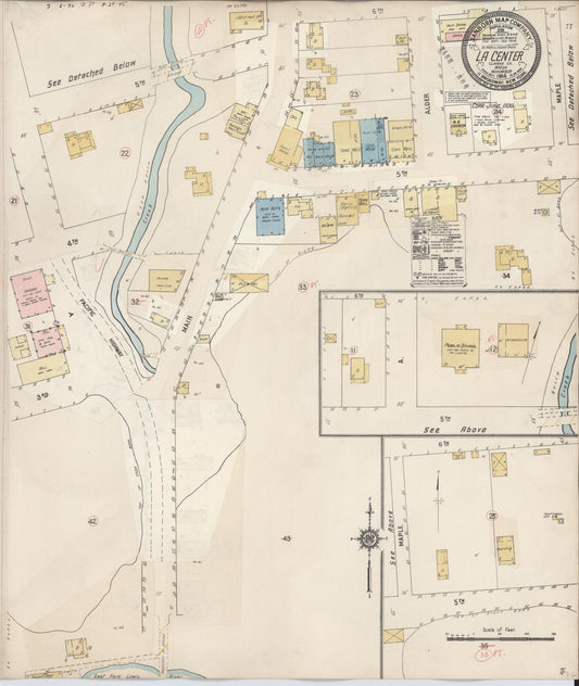 Sanborn Fire Insurance Map from La Center, Clark County, Washington (1930), Sheet #0001 - Historic Sanborn Fire Insurance Map Print, vintage old map wall art, antique decor, genealogy gift, Washington Washington map