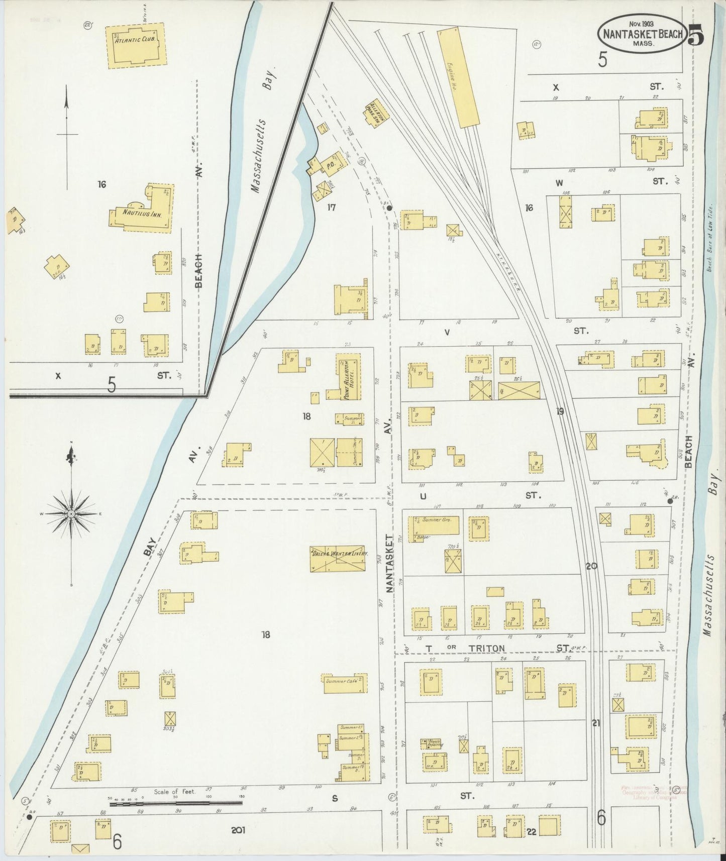 Sanborn Fire Insurance Map from Nantasket Beach, Plymouth County, Massachusetts (1903), Sheet #0005 - Historic Sanborn Fire Insurance Map Print, vintage old map wall art, antique decor, genealogy gift, Massachusetts Massachusetts map