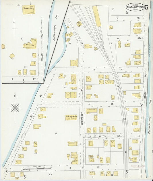 Sanborn Fire Insurance Map from Nantasket Beach, Plymouth County, Massachusetts (1903), Sheet #0005 - Historic Sanborn Fire Insurance Map Print, vintage old map wall art, antique decor, genealogy gift, Massachusetts Massachusetts map