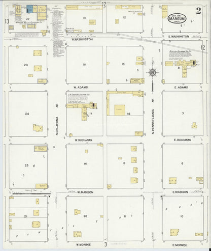 Sanborn Fire Insurance Map from Mangum, Greer County, Oklahoma (1916), Sheet #0002 - Complete Map Set gallery image, historic Sanborn map, vintage wall art, Oklahoma Oklahoma