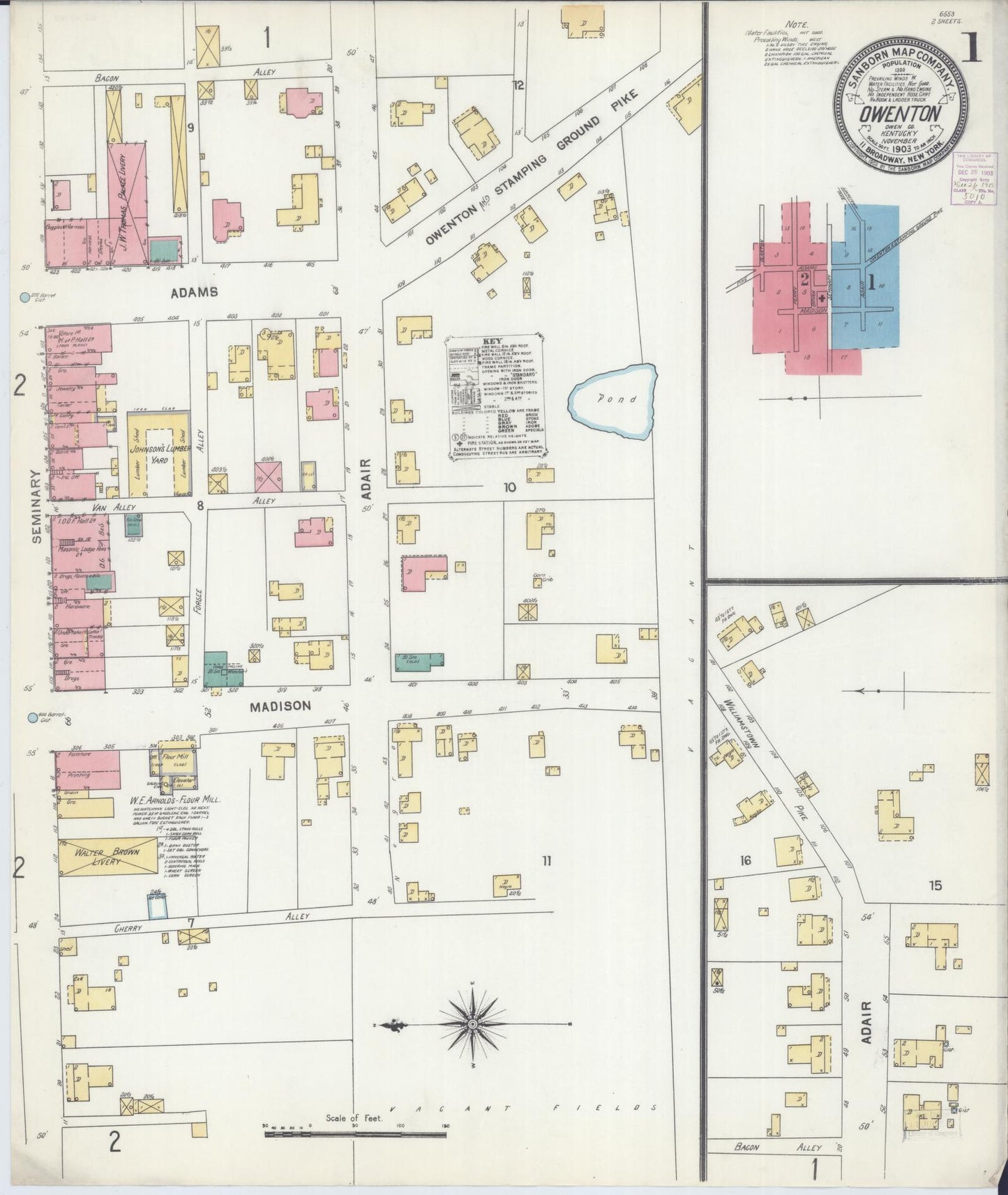 Sanborn Fire Insurance Map from Owenton, Owen County, Kentucky. (1903) – Historic Sanborn Fire Insurance Map Print