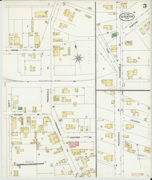 Sanborn Fire Insurance Map from Scranton, Jackson County, Mississippi (1898), Sheet #0003 - Historic Sanborn Fire Insurance Map Print, vintage old map wall art, antique decor, genealogy gift, Mississippi Mississippi map