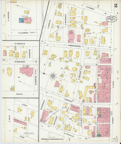 Sanborn Fire Insurance Map from Brazil, Clay County, Indiana (1902), Sheet #0002 - Complete Map Set gallery image, historic Sanborn map, vintage wall art, Indiana Indiana
