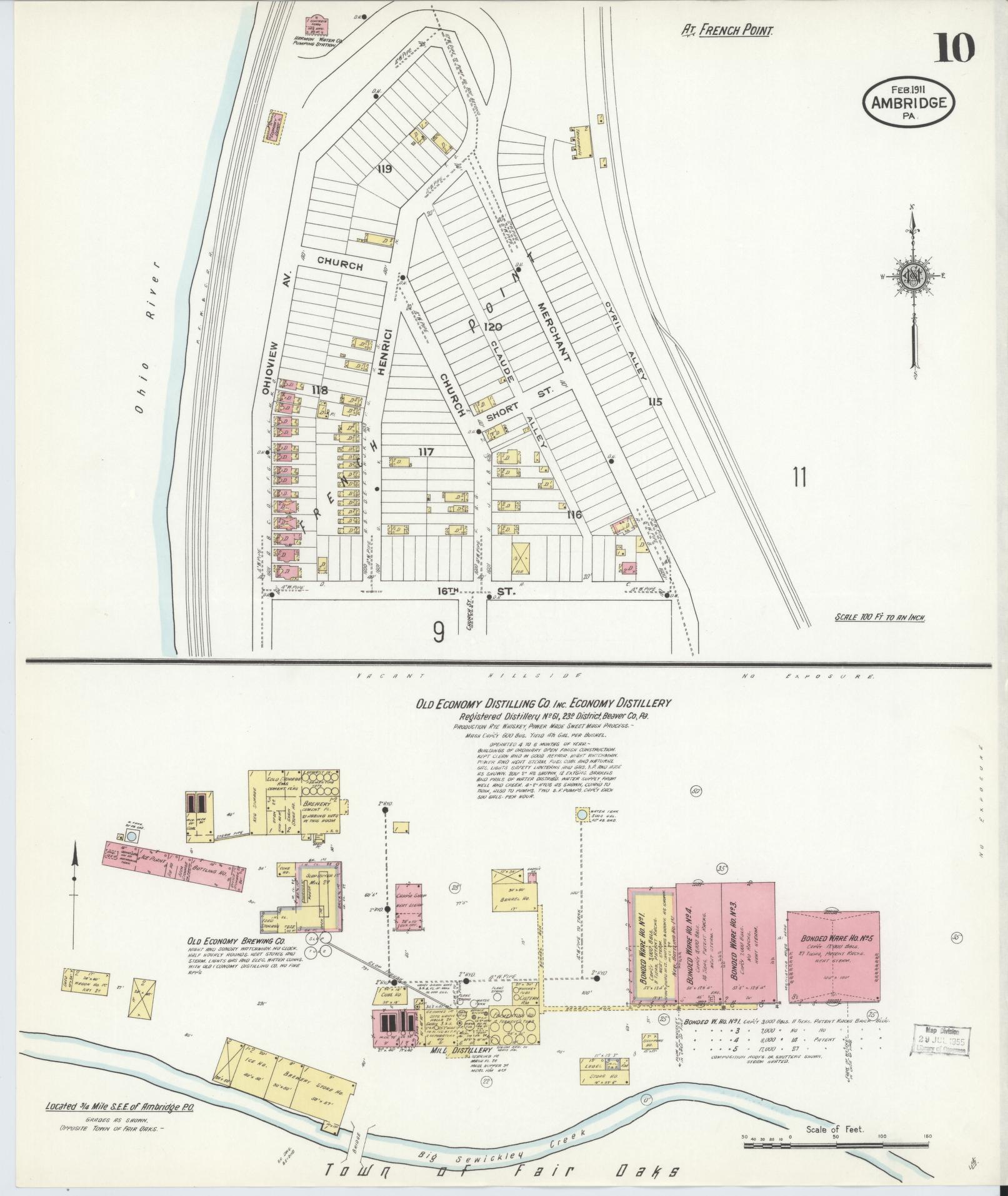 Sanborn Fire Insurance Map from Ambridge, Beaver County, Pennsylvania (1911), Sheet #0010 - Historic Sanborn Fire Insurance Map Print, vintage old map wall art, antique decor, genealogy gift, Pennsylvania Pennsylvania map