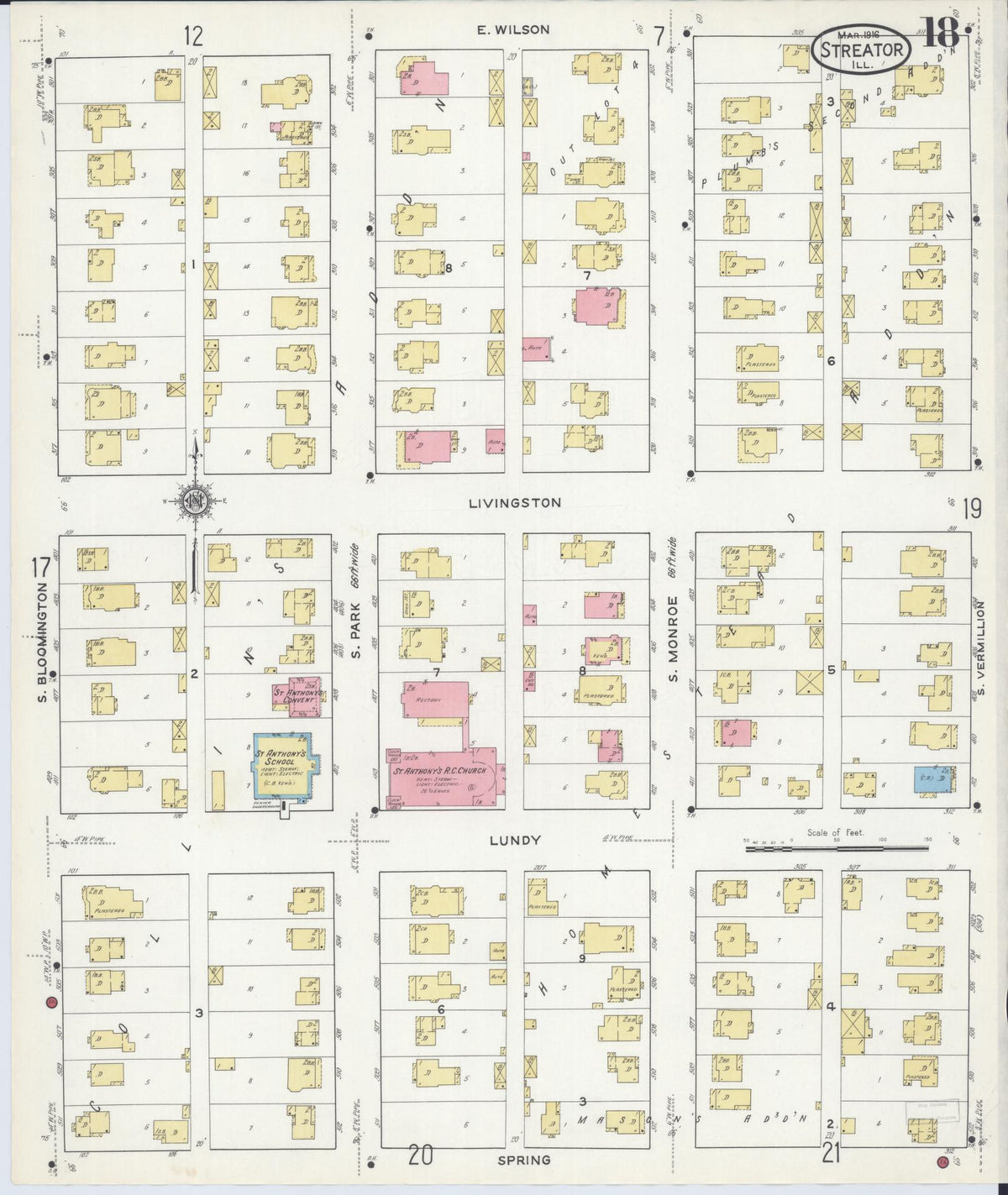 Sanborn Fire Insurance Map from Streator, La Salle County, Illinois (1916), Sheet #0018 - Complete Map Set gallery image, historic Sanborn map, vintage wall art, Illinois Illinois