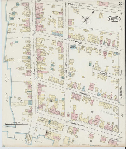 Sanborn Fire Insurance Map from Bristol, Bucks County, Pennsylvania (1886), Sheet #0003 - Complete Map Set gallery image, historic Sanborn map, vintage wall art, Pennsylvania Pennsylvania