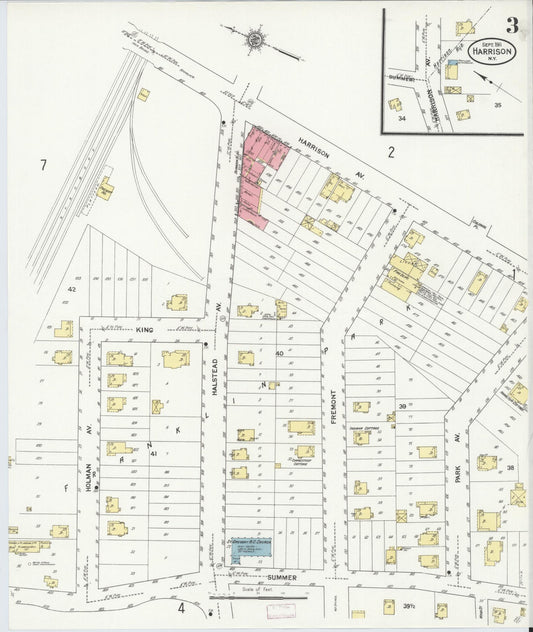 Sanborn Fire Insurance Map from Harrison, Westchester County, New York (1911), Sheet #0003 - Historic Sanborn Fire Insurance Map Print, vintage old map wall art, antique decor, genealogy gift, New York New York map