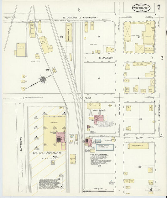 Sanborn Fire Insurance Map from Waxahachie, Ellis County, Texas (1914), Sheet #0007 - Historic Sanborn Fire Insurance Map Print, vintage old map wall art, antique decor, genealogy gift, Texas Texas map