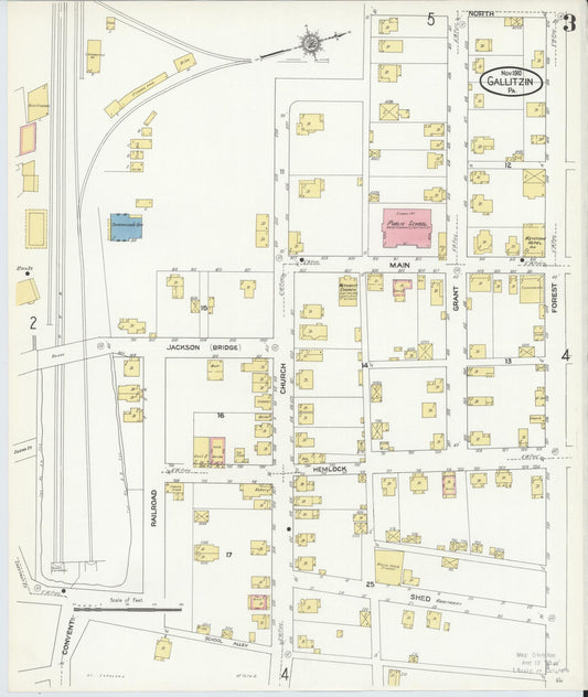 Sanborn Fire Insurance Map from Gallitzin, Cambria County, Pennsylvania (1910), Sheet #0003 - Historic Sanborn Fire Insurance Map Print, vintage old map wall art, antique decor, genealogy gift, Pennsylvania Pennsylvania map