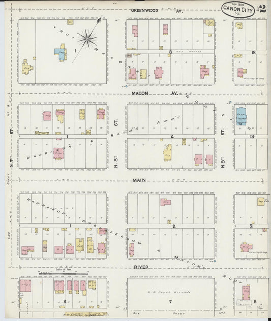 Sanborn Fire Insurance Map from Canon City, Fremont County, Colorado (1890), Sheet #0002 - Historic Sanborn Fire Insurance Map Print, vintage old map wall art, antique decor, genealogy gift, Colorado Colorado map