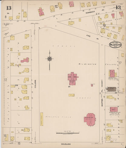 Sanborn Fire Insurance Map from Wilmington, Clinton County, Ohio (1922), Sheet #0013 - Complete Map Set gallery image, historic Sanborn map, vintage wall art, Ohio Ohio