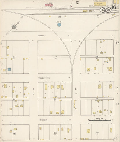 Sanborn Fire Insurance Map from Miles City, Custer County, Montana (1910), Sheet #0016 - Complete Map Set gallery image, historic Sanborn map, vintage wall art, Montana Montana