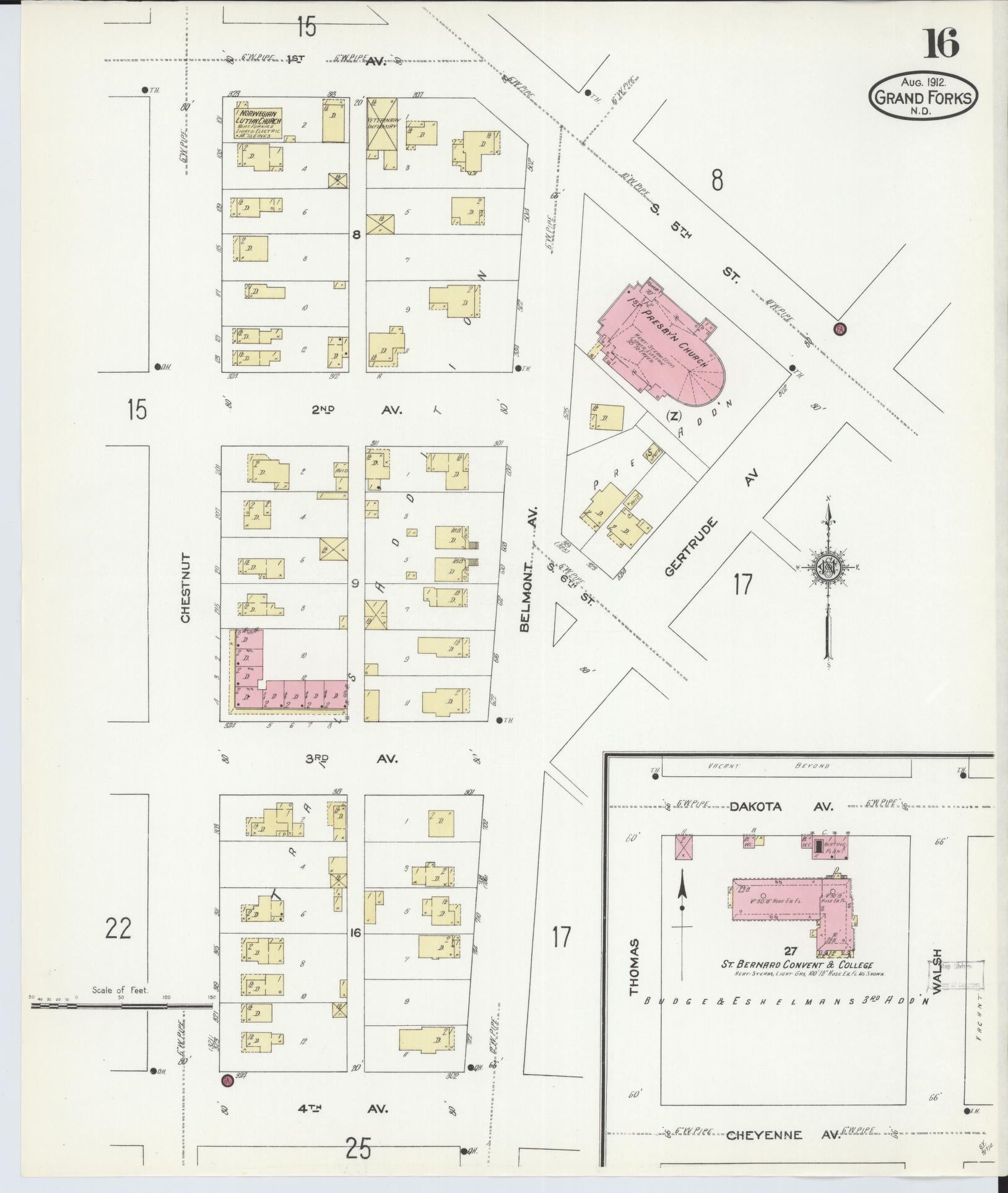 Sanborn Fire Insurance Map from Grand Forks, Grand Forks County, North Dakota (1912), Sheet #0016 - Complete Map Set gallery image, historic Sanborn map, vintage wall art, North Dakota North Dakota