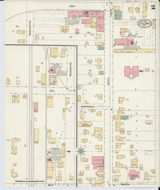 Sanborn Fire Insurance Map from Zeeland, Ottawa County, Michigan (1900), Sheet #0002 - Historic Sanborn Fire Insurance Map Print, vintage old map wall art, antique decor, genealogy gift, Michigan Michigan map