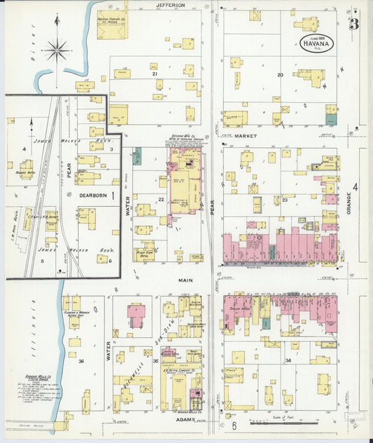 Sanborn Fire Insurance Map from Havana, Mason County, Illinois (1909), Sheet #0003 - Historic Sanborn Fire Insurance Map Print, vintage old map wall art, antique decor, genealogy gift, Illinois Illinois map