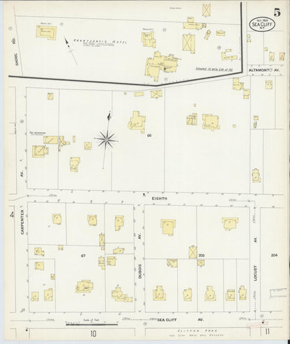 Sanborn Fire Insurance Map from Sea Cliff, Nassau County, New York (1908), Sheet #0005 - Complete Map Set gallery image, historic Sanborn map, vintage wall art, New York New York