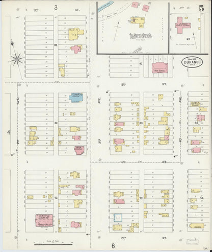 Sanborn Fire Insurance Map from Durango, La Plata County, Colorado (1898), Sheet #0005 - Complete Map Set gallery image, historic Sanborn map, vintage wall art, Colorado Colorado