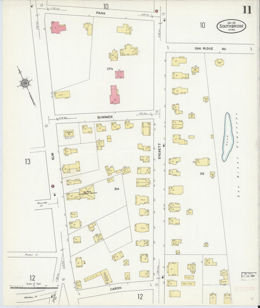Sanborn Fire Insurance Map from Southbridge, Worcester County, Massachusetts (1911), Sheet #0011 - Historic Sanborn Fire Insurance Map Print, vintage old map wall art, antique decor, genealogy gift, Massachusetts Massachusetts map