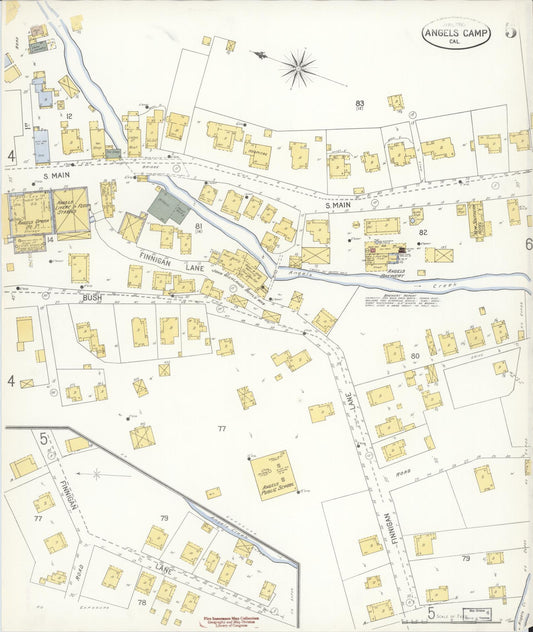 Sanborn Fire Insurance Map from Angels Camp, Calaveras County, California (1905), Sheet #0005 - Historic Sanborn Fire Insurance Map Print, vintage old map wall art, antique decor, genealogy gift, California California map