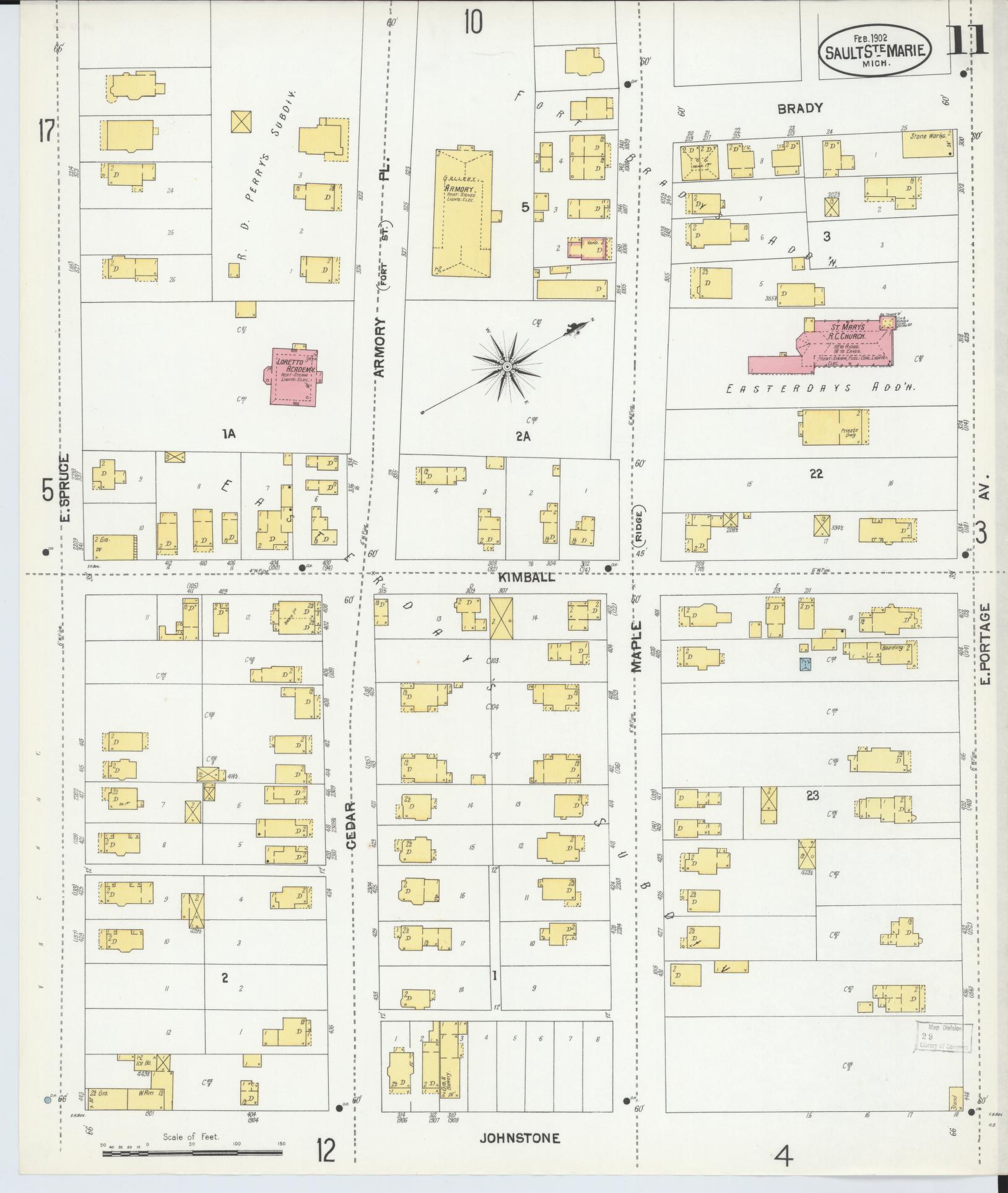 Sanborn Fire Insurance Map from Sault Sainte Marie, Chippewa County, Michigan (1902), Sheet #0011 - Complete Map Set gallery image, historic Sanborn map, vintage wall art, Michigan Michigan