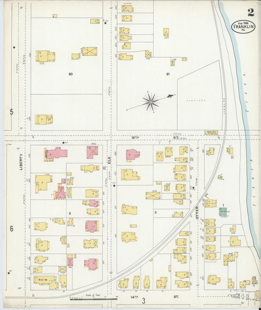 Sanborn Fire Insurance Map from Franklin, Venango County, Pennsylvania (1906), Sheet #0002 - Historic Sanborn Fire Insurance Map Print, vintage old map wall art, antique decor, genealogy gift, Pennsylvania Pennsylvania map