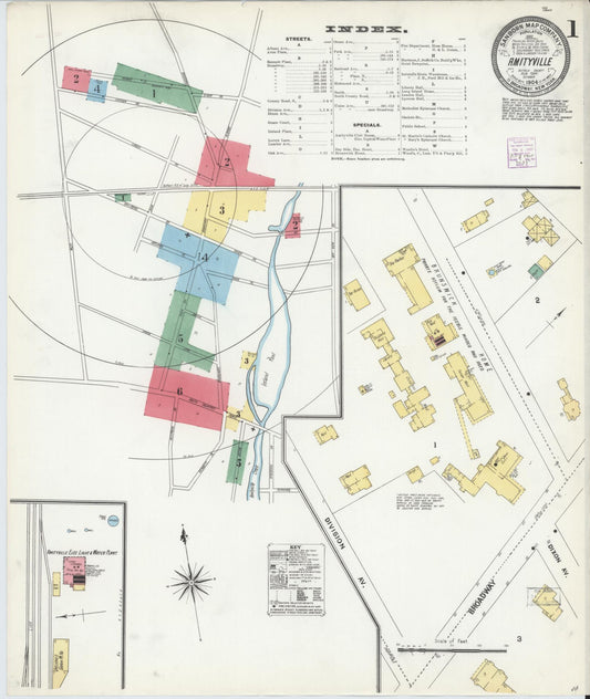 Sanborn Fire Insurance Map from Amityville, Suffolk County, New York (1904), Sheet #0001 - Complete Map Set gallery image, historic Sanborn map, vintage wall art, New York New York
