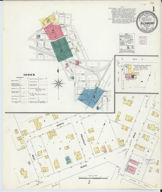 Sanborn Fire Insurance Map from Richmond, Macomb County, Michigan (1907), Sheet #0001 - Complete Map Set gallery image, historic Sanborn map, vintage wall art, Michigan Michigan