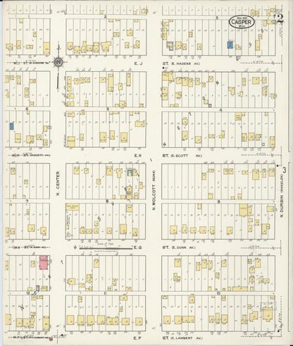 Sanborn Fire Insurance Map from Casper, Natrona County, Wyoming (1921), Sheet #0003 - Complete Map Set gallery image, historic Sanborn map, vintage wall art, Wyoming Wyoming