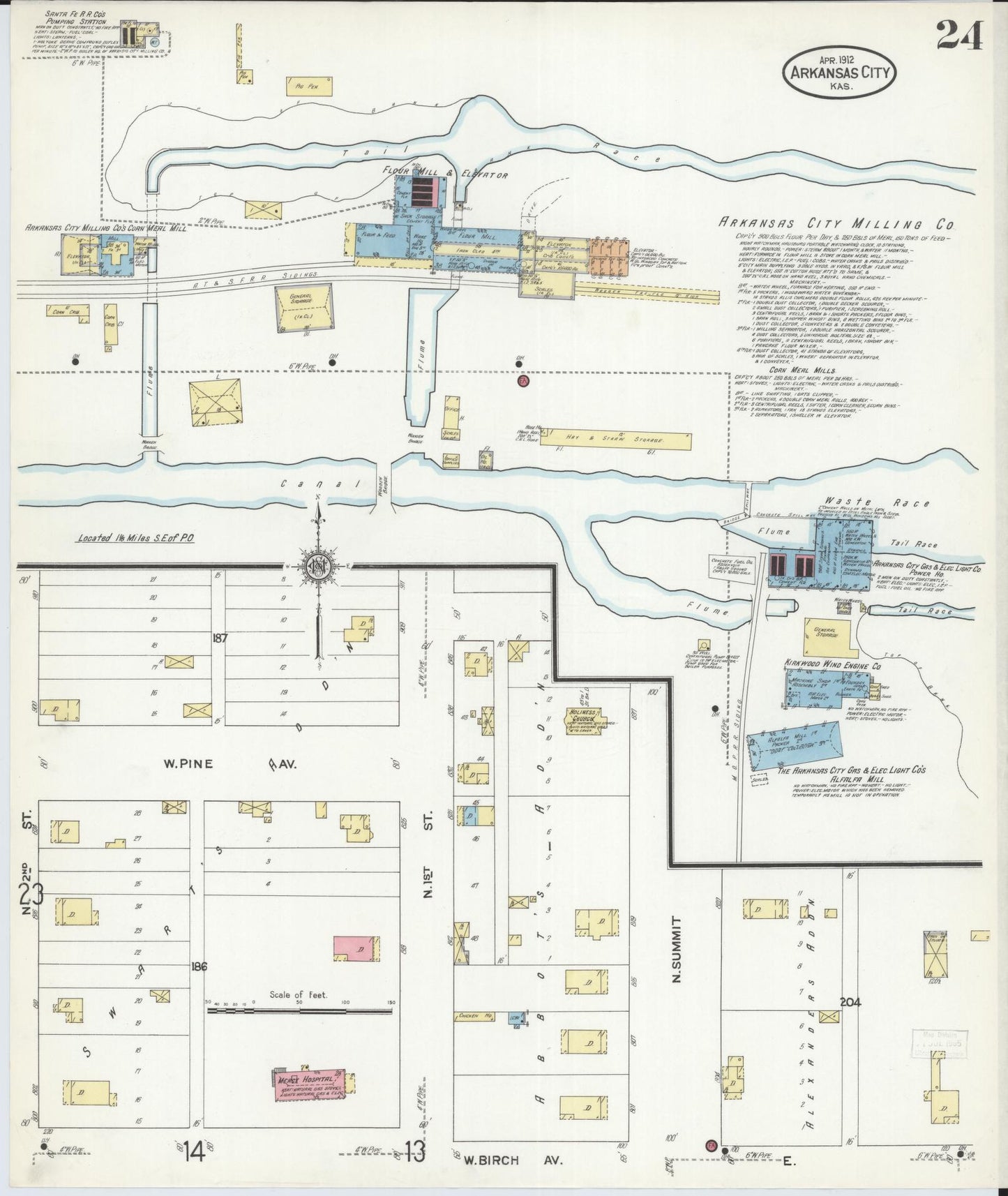 Sanborn Fire Insurance Map from Arkansas City, Cowley County, Kansas (1912), Sheet #0024 - Complete Map Set gallery image, historic Sanborn map, vintage wall art, Kansas Kansas