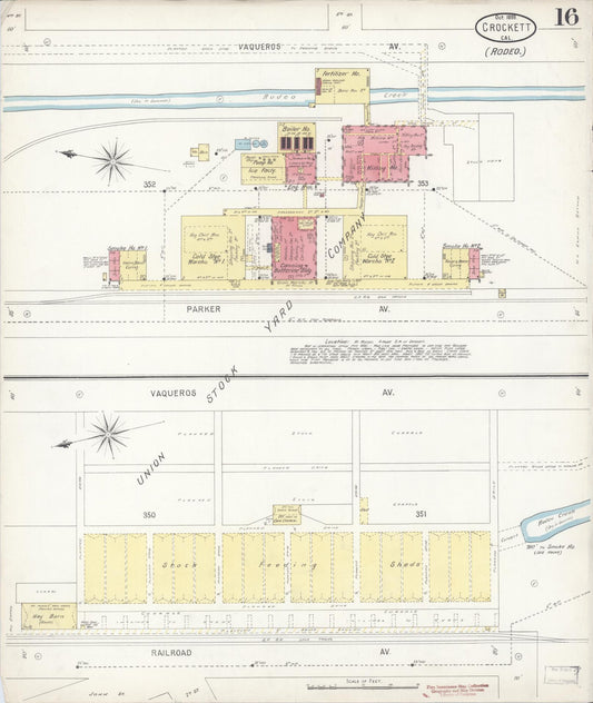 Sanborn Fire Insurance Map from Crockett, Contra Costa County, California (1899), Sheet #0016 - Historic Sanborn Fire Insurance Map Print, vintage old map wall art, antique decor, genealogy gift, California California map