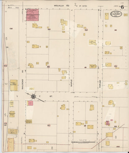 Sanborn Fire Insurance Map from Canby, Clackamas County, Oregon (1931), Sheet #0006 - Complete Map Set gallery image, historic Sanborn map, vintage wall art, Oregon Oregon