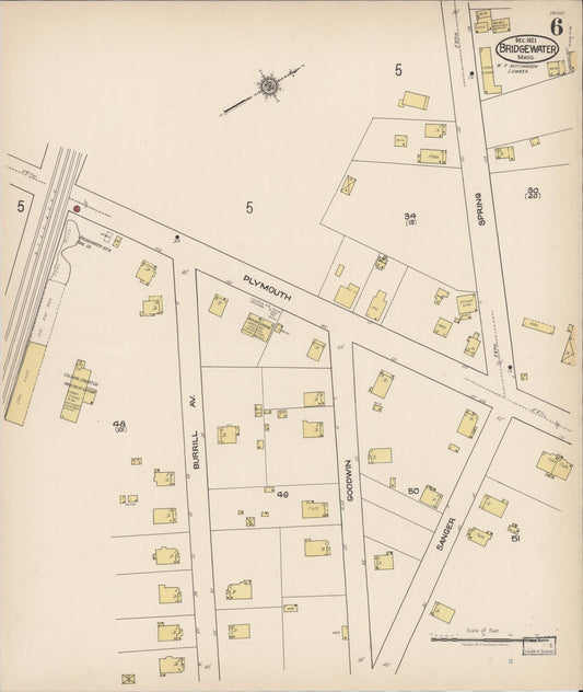 Sanborn Fire Insurance Map from Bridgewater, Plymouth County, Massachusetts (1921), Sheet #0006 - Historic Sanborn Fire Insurance Map Print, vintage old map wall art, antique decor, genealogy gift, Massachusetts Massachusetts map