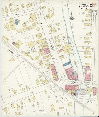 Sanborn Fire Insurance Map from Attica, Wyoming County, New York (1912), Sheet #0002 - Complete Map Set gallery image, historic Sanborn map, vintage wall art, Attica Wyoming