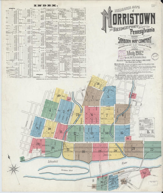 Sanborn Fire Insurance Map from Norristown, Montgomery County, Pennsylvania (1902), Sheet #0001 - Complete Map Set gallery image, historic Sanborn map, vintage wall art, Pennsylvania Pennsylvania