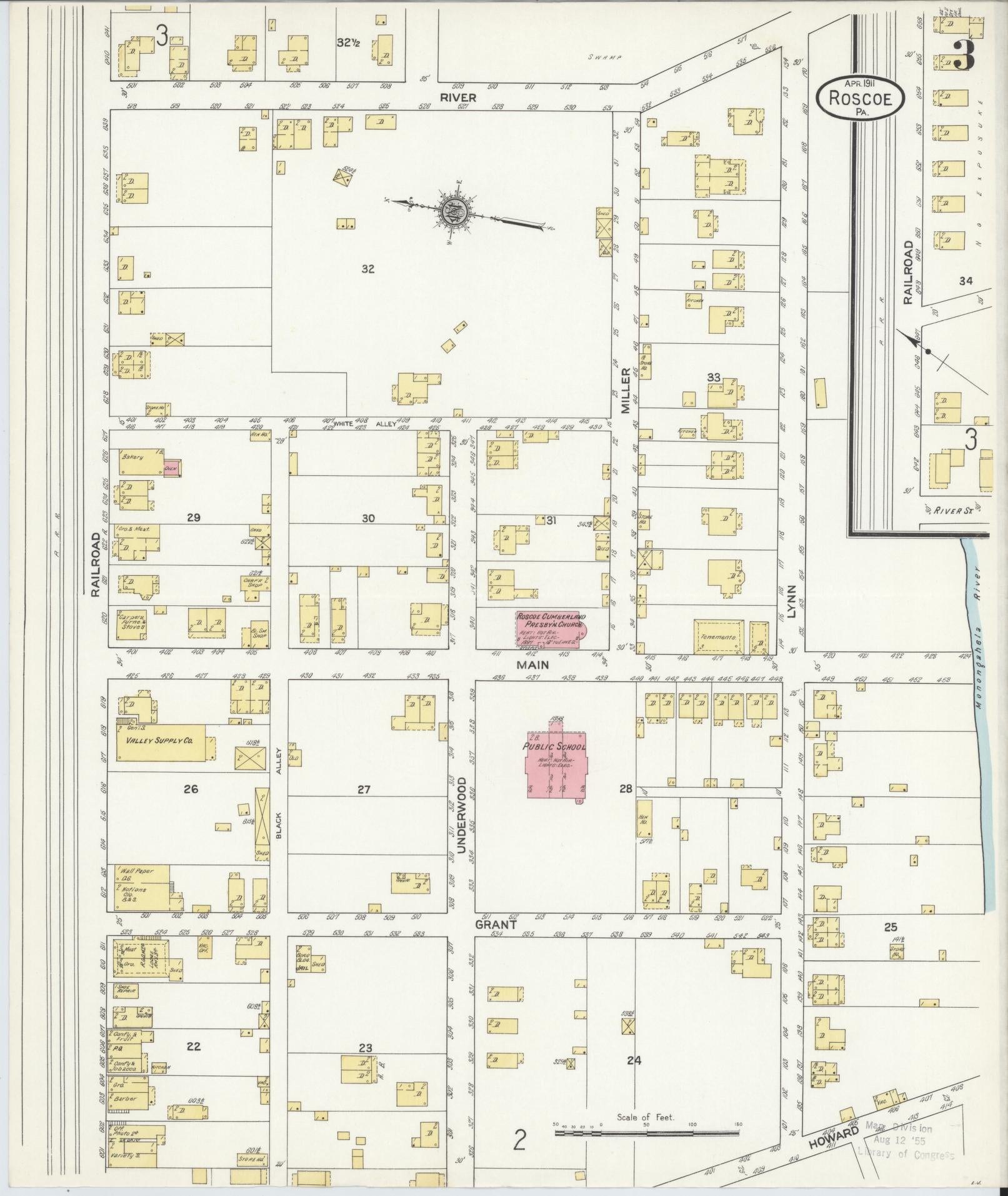 Sanborn Fire Insurance Map from Roscoe, Washington County, Pennsylvania (1911), Sheet #0003 - Complete Map Set gallery image, historic Sanborn map, vintage wall art, Pennsylvania Pennsylvania