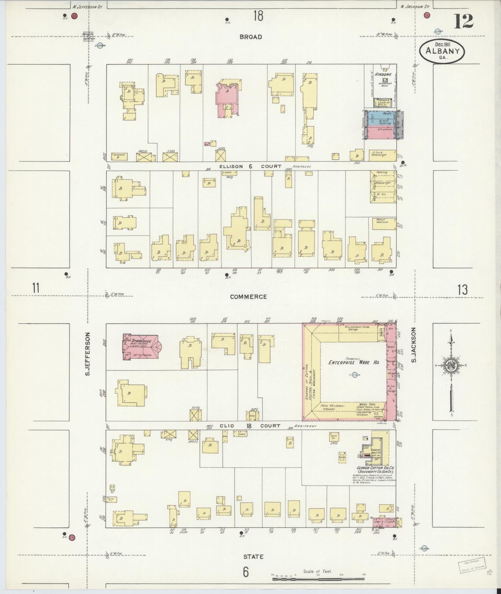 Sanborn Fire Insurance Map from Albany, Dougherty County, Georgia (1911), Sheet #0012 - Complete Map Set gallery image, historic Sanborn map, vintage wall art, Georgia Georgia