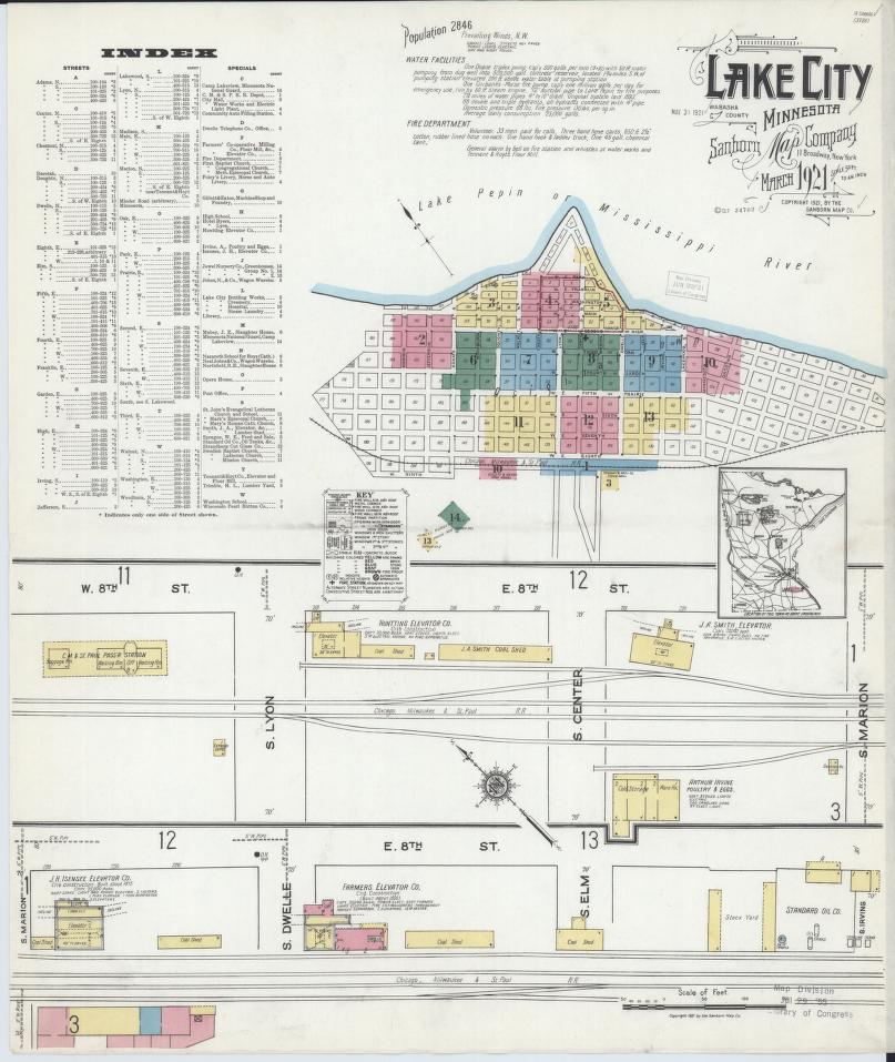 Sanborn Fire Insurance Map from Lake City, Wabasha County, Minnesota. (1921) – Map View