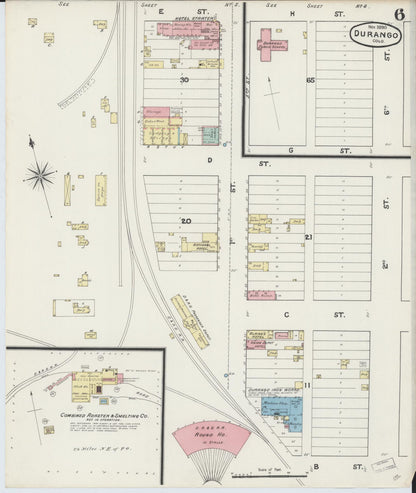 Sanborn Fire Insurance Map from Durango, La Plata County, Colorado (1890), Sheet #0006 - Complete Map Set gallery image, historic Sanborn map, vintage wall art, Colorado Colorado