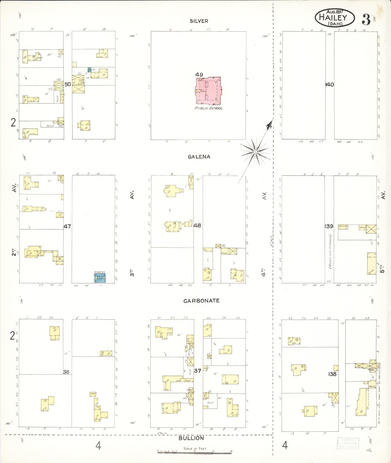 Sanborn Fire Insurance Map from Hailey, Blaine County, Idaho (1897), Sheet #0003 - Complete Map Set gallery image, historic Sanborn map, vintage wall art, Idaho Idaho