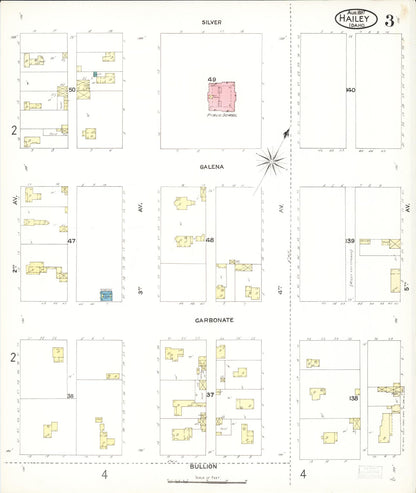 Sanborn Fire Insurance Map from Hailey, Blaine County, Idaho (1897), Sheet #0003 - Complete Map Set gallery image, historic Sanborn map, vintage wall art, Idaho Idaho