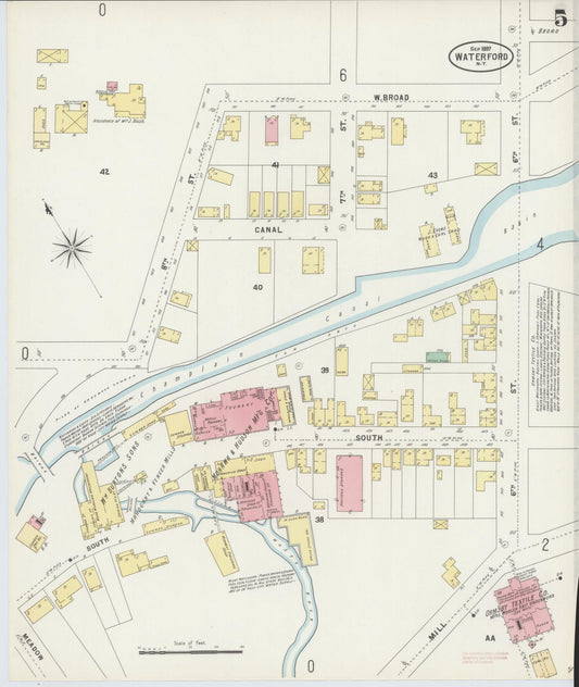 Sanborn Fire Insurance Map from Waterford, Saratoga County, New York (1897), Sheet #0005 - Historic Sanborn Fire Insurance Map Print, vintage old map wall art, antique decor, genealogy gift, New York New York map