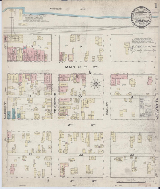 Sanborn Fire Insurance Map from Wabasha, Wabasha County, Minnesota (1885), Sheet #0001 - Historic Sanborn Fire Insurance Map Print, vintage old map wall art, antique decor, genealogy gift, Minnesota Minnesota map