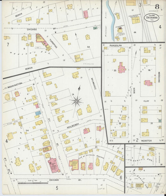 Sanborn Fire Insurance Map from Savanna, Carroll County, Illinois (1903), Sheet #0008 - Historic Sanborn Fire Insurance Map Print, vintage old map wall art, antique decor, genealogy gift, Illinois Illinois map